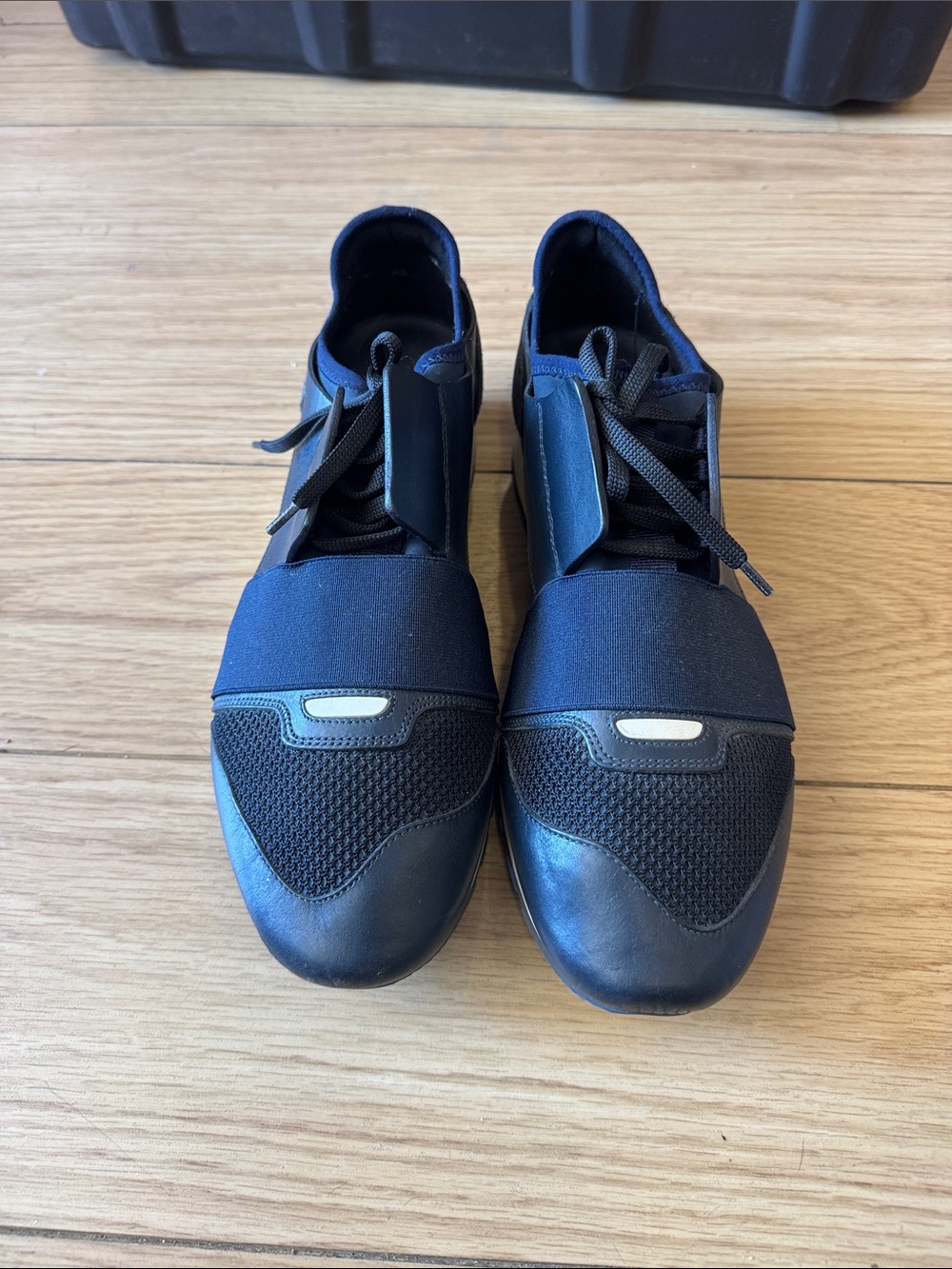 Balenciaga Men's Navy Slip-On Lace Sneakers